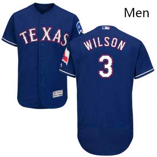 Mens Majestic Texas Rangers 3 Russell Wilson Royal Blue Alternate Flex Base Authentic Collection MLB Jersey